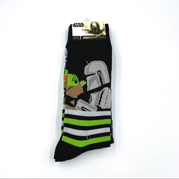 Disney Other - New Men’s Disney Star Wars The Mandalorian Baby Yoda Grogu Mando Crew Socks 6-12